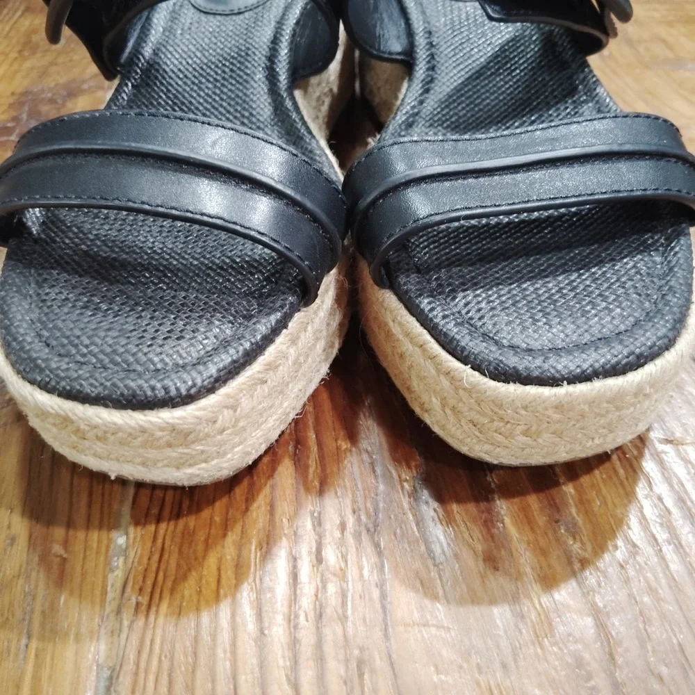 Sam Edelman Carson Espadrille Wedge Sandals Size 8M Slip On Black 2.25